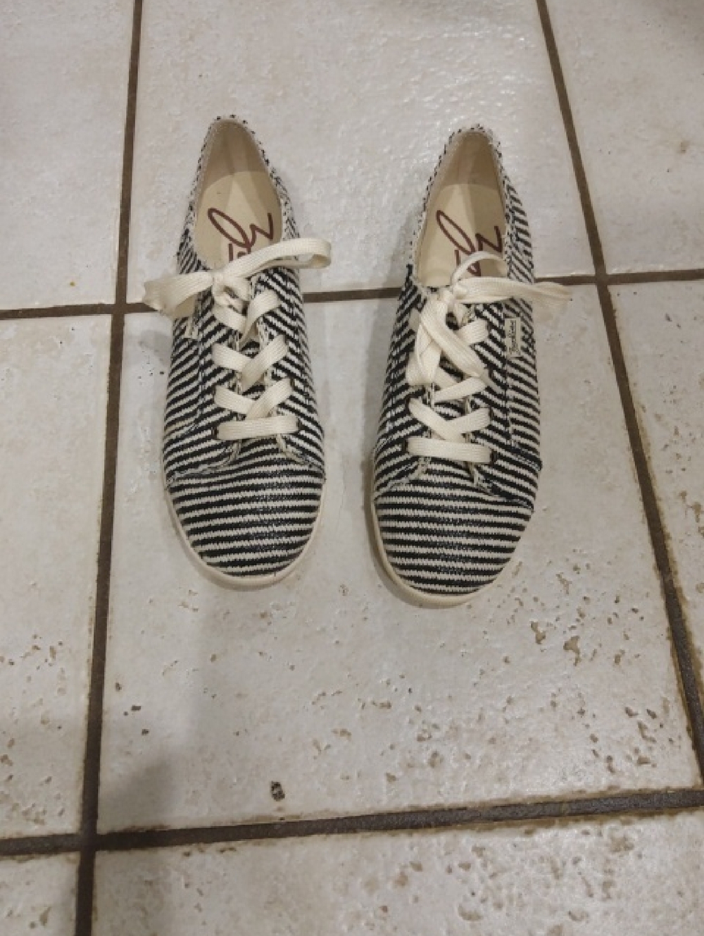 Zodiac Striped Lace-Up Women's Sneakers - Black & Cream Size 9